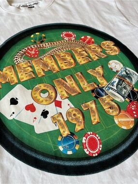 Members Only White Casino Poker Graphic T Shirt Mens Size M NWT